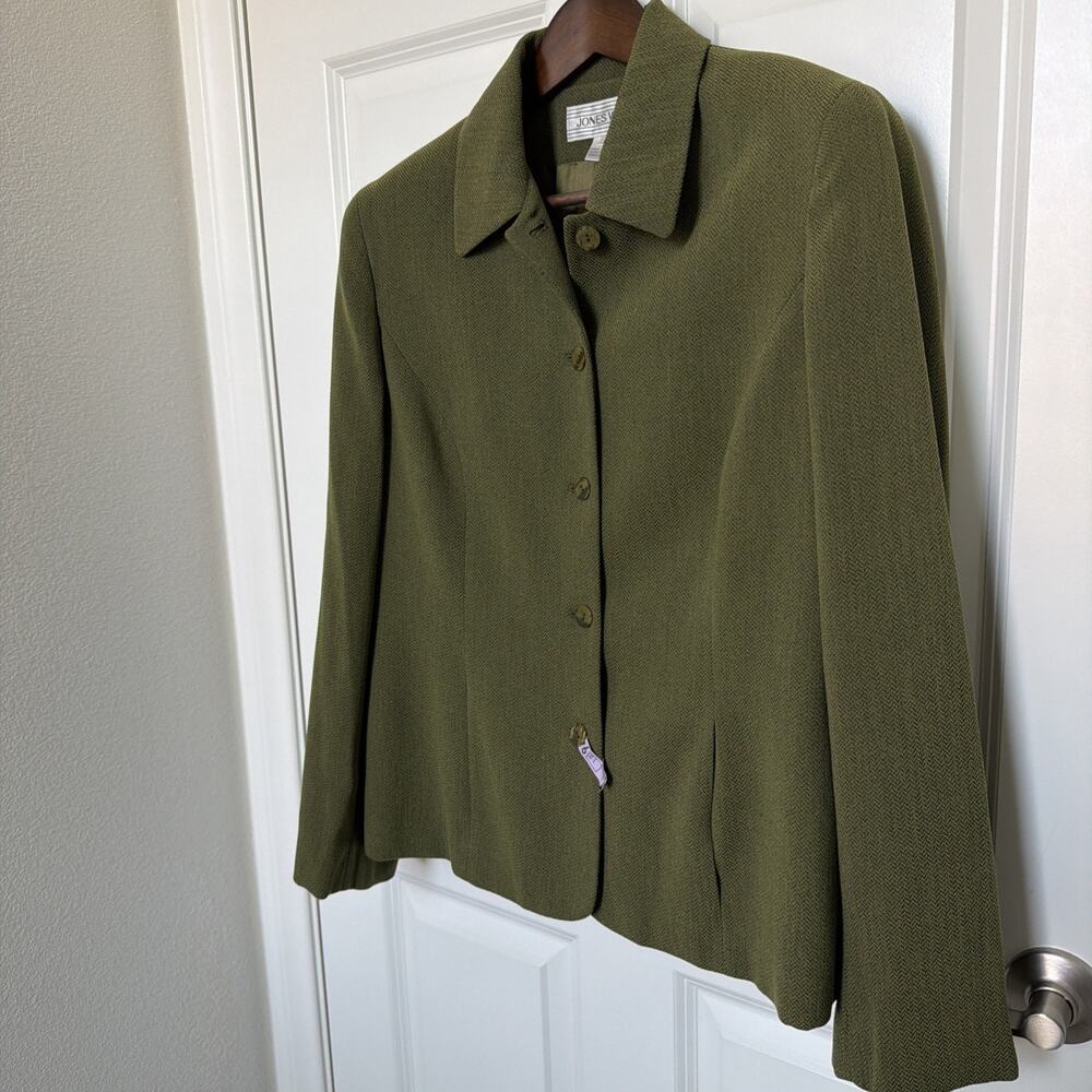 Jones Wear Olive Green Suit Blazer/Jacket Lined Stylish Size 12 - Picture 3 of 14